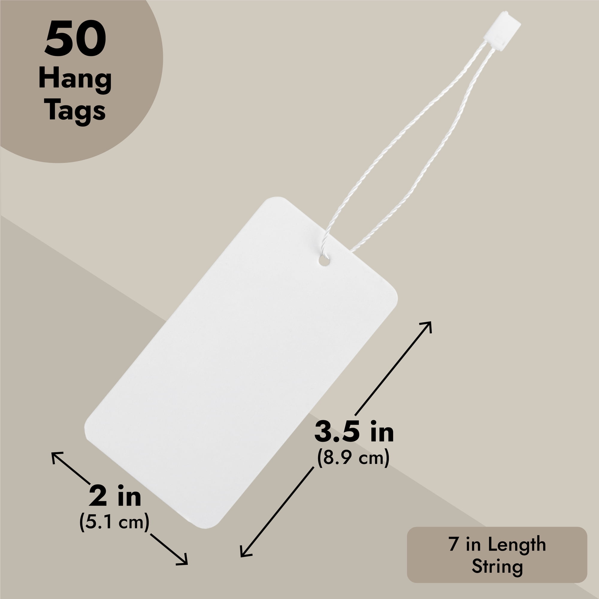 500-Pack Hang Tags With String Attached and Fasteners, Blank Writable  Cardstock Paper Tags for Presents, Clothing, Shipping, Retail, Gift Bags,  White (3.5x2 in) 