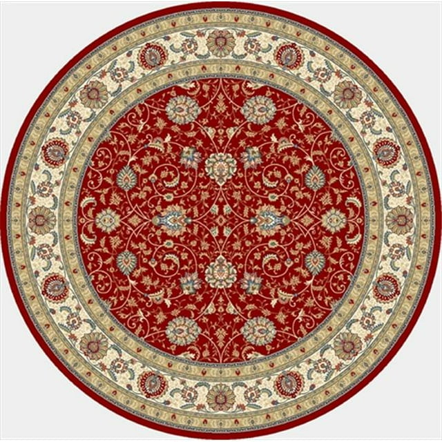 Dynamic Rugs ANR5571201464 Ancien Jardin 5 Pi 3 Po Rond 57120-1464 Tapis - Rouge/ivoire