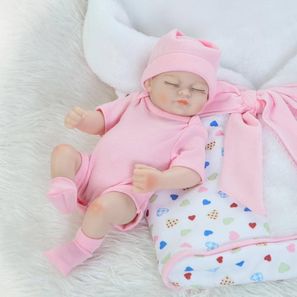 Pinky 10 Inch 26cm Lifelike Reborn Baby Doll Vinyl Silicone  Baby Girl Full Body 