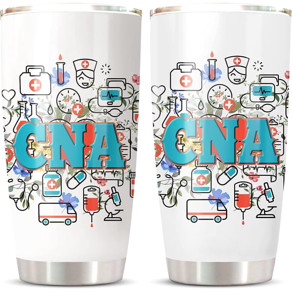CNA Tumbler 20 Oz with Lid, Nurse Tumbler Isulated Stainless Steel, CNA Week Gifts Coffee Mug, Nurse Gifts for Women Coffee, CAN Nurse Stationary Wild Flower