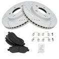 thumbnail image 2 of TRQ Front Performance Brake Pad & Rotor Kit Brake Pads Brake Rotors Set Semi-Metallic Premium G-Coated Fits Select 2007-2012 Dodge Caliber 2008-2017 Mitsubishi Lancer, 2 of 5