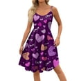 thumbnail image 6 of Women Valentines Day A Line Dress with Adjustable Spaghetti Straps Vintage Inspired Fit and Flare Light Purple L, 6 of 6