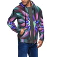 thumbnail image 2 of Uemuo Colored Abstract for Men's Fashion Full-zip Hoodies & Sweatshirts with Kangaroo Pocket, Zip-up Hooded Sweatshirt, Moisture Wicking & Breathable-Large, 2 of 5