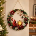 thumbnail image 3 of Christmas Wreath with Red Cardinal and Lit Lantern Hanging Decor for Front Door Indoor Home Holiday Decoration, 3 of 4