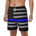 thumbnail image 5 of Men's 2 in 1 Swim Trunks with Compression Liner Distressed Police Style Flag Quick Dry Beach Shorts, 5 of 6