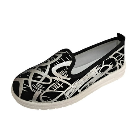 OJSFQUFP Women s Flats Ladies Fashion Colorful Cloth Shallow Cut Round Toe Flat Bottom Comfortable Casual Single Shoes Flat Shoes for Women Silver 37