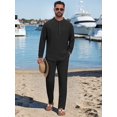 thumbnail image 5 of DARING DIVA Men's 2-Piece Linen Long Sleeve Beach Sets Shirt and Pants M Black, 5 of 7