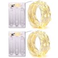 thumbnail image 2 of Cadena de luces LED de alambre de cobre, 2 piezas, 1M, 2M, 3M, 5M, 10M, iluminación de vacaciones, guirnalda de hadas para decoración para fiesta de boda de árbol de Navidad, 2 of 4