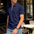 thumbnail image 5 of OGLCCG Men's Quarter-Zip Golf Shirts Lapel Collared Jacquard Short Sleeve Pullovers Casual Solid Color Business Tee Tops,M,Navy, 5 of 7
