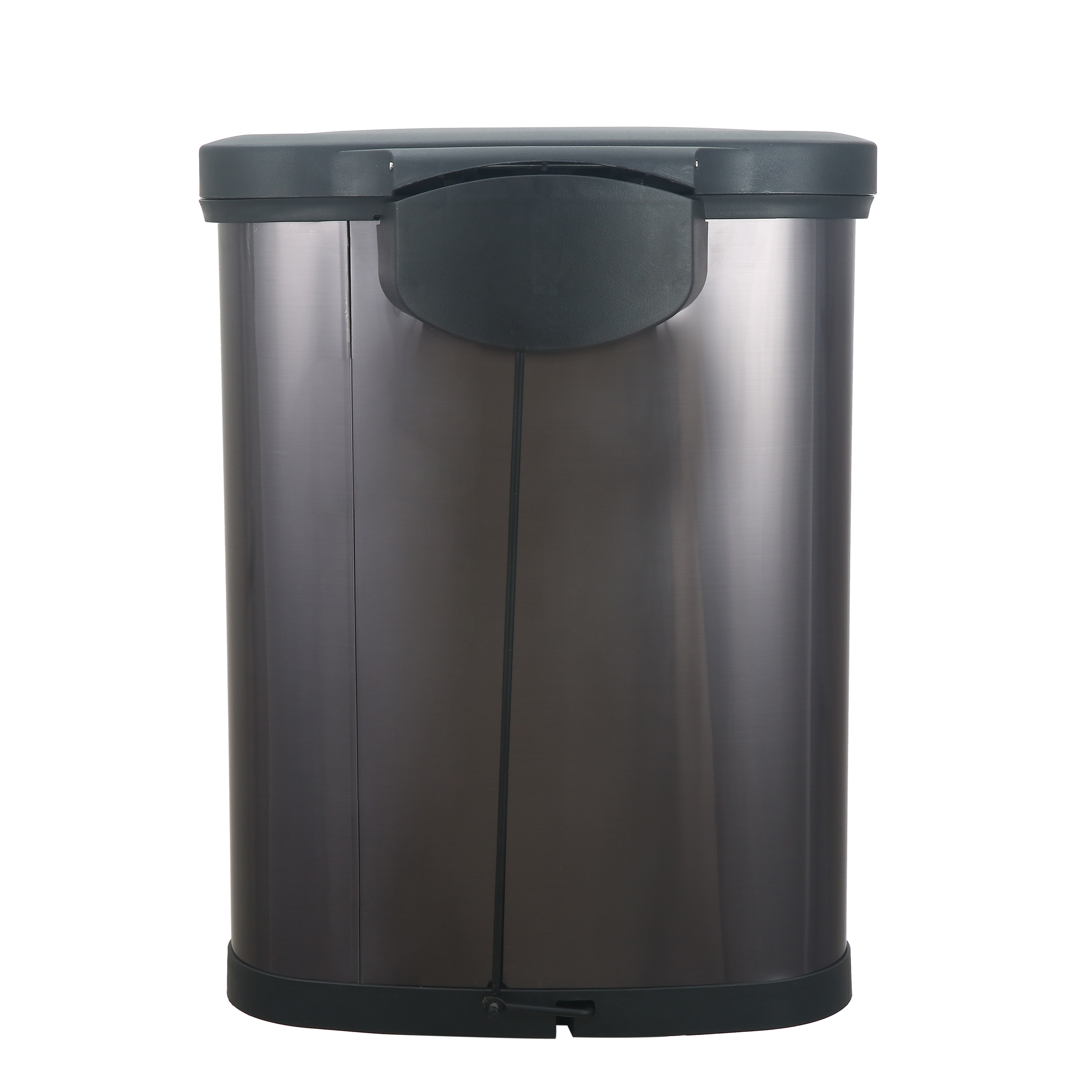 Mainstays 14.2 gal/54 Liter Black Stainless Steel Semi-Round Kitchen Garbage Can - image 2 of 5