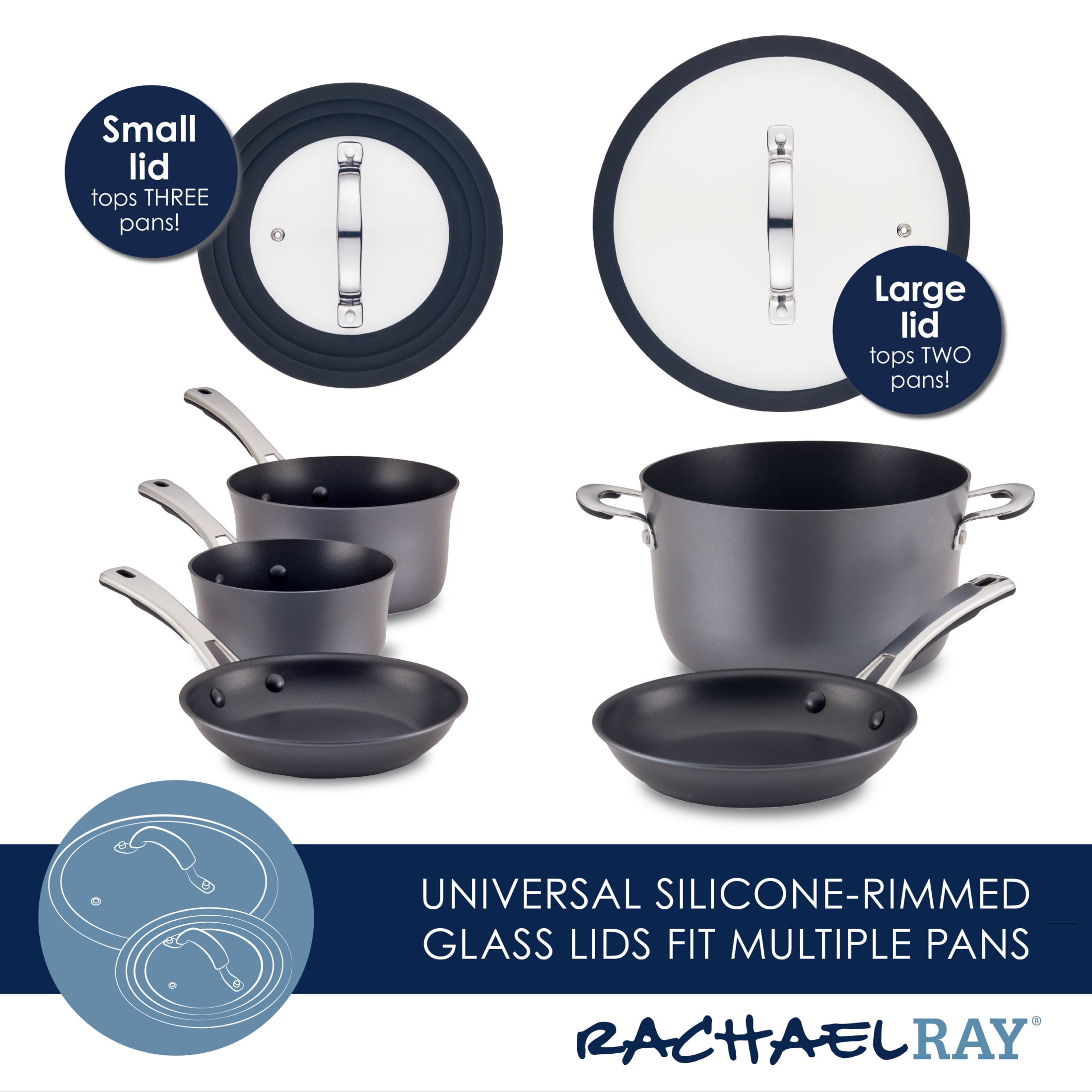 Rachael Ray Cook + Create 10pc Hard Anodized Nonstick Cookware Set with  Black Handles