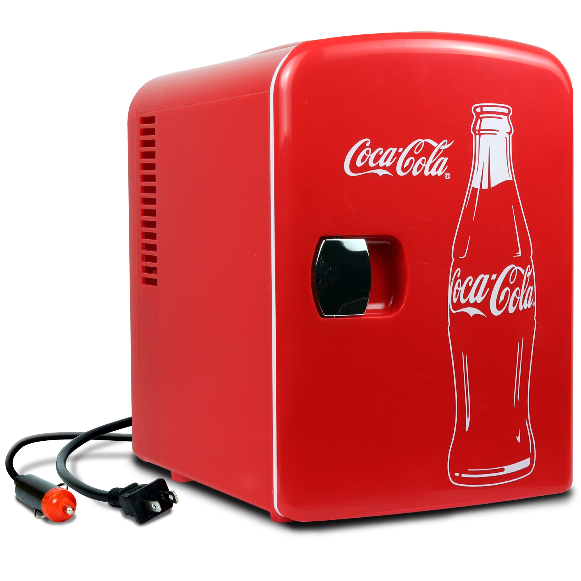 Coca-Cola Classic 4L Mini Fridge w/ 12V DC and 110V AC Cords, 6 Can Portable Cooler, Personal Travel Refrigerator for Snacks Lunch Drinks Cosmetics, Desk Home Office Dorm, Red - image 2 of 8