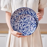 MALACASA 12 Pieces Dinnerware Sets, Porcelain Plates and Bowls Set for 4, Blue and White Porcelain Dish Set, White Orchid Pattern