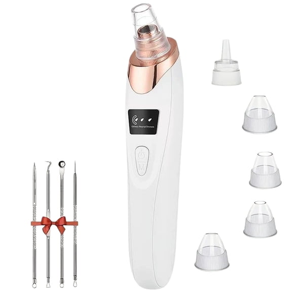 FORICOM Electric Blackhead Suction Remover – Rechargeable Pore Cleaner – Includes 5 Suction Tips and Stainless Steel Blackhead Extraction Tool Kit