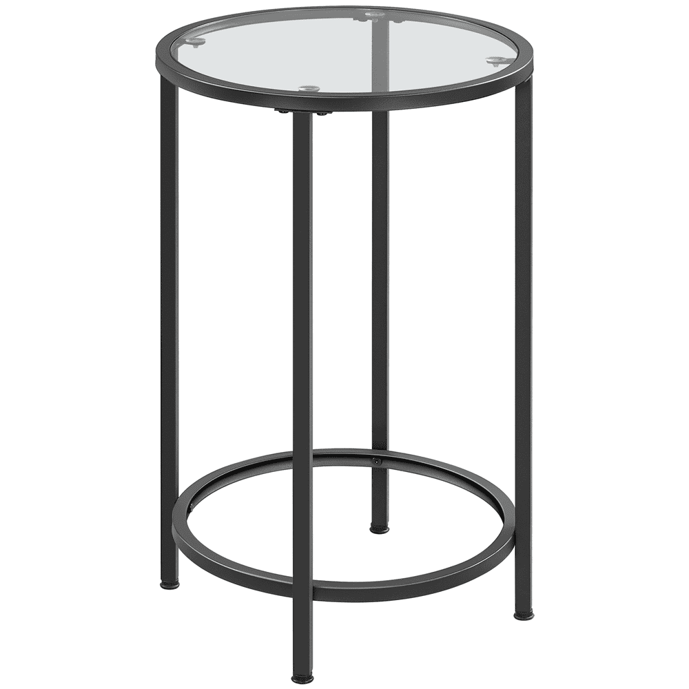 Renwick Round Metal and Glass Top Accent Table, Black