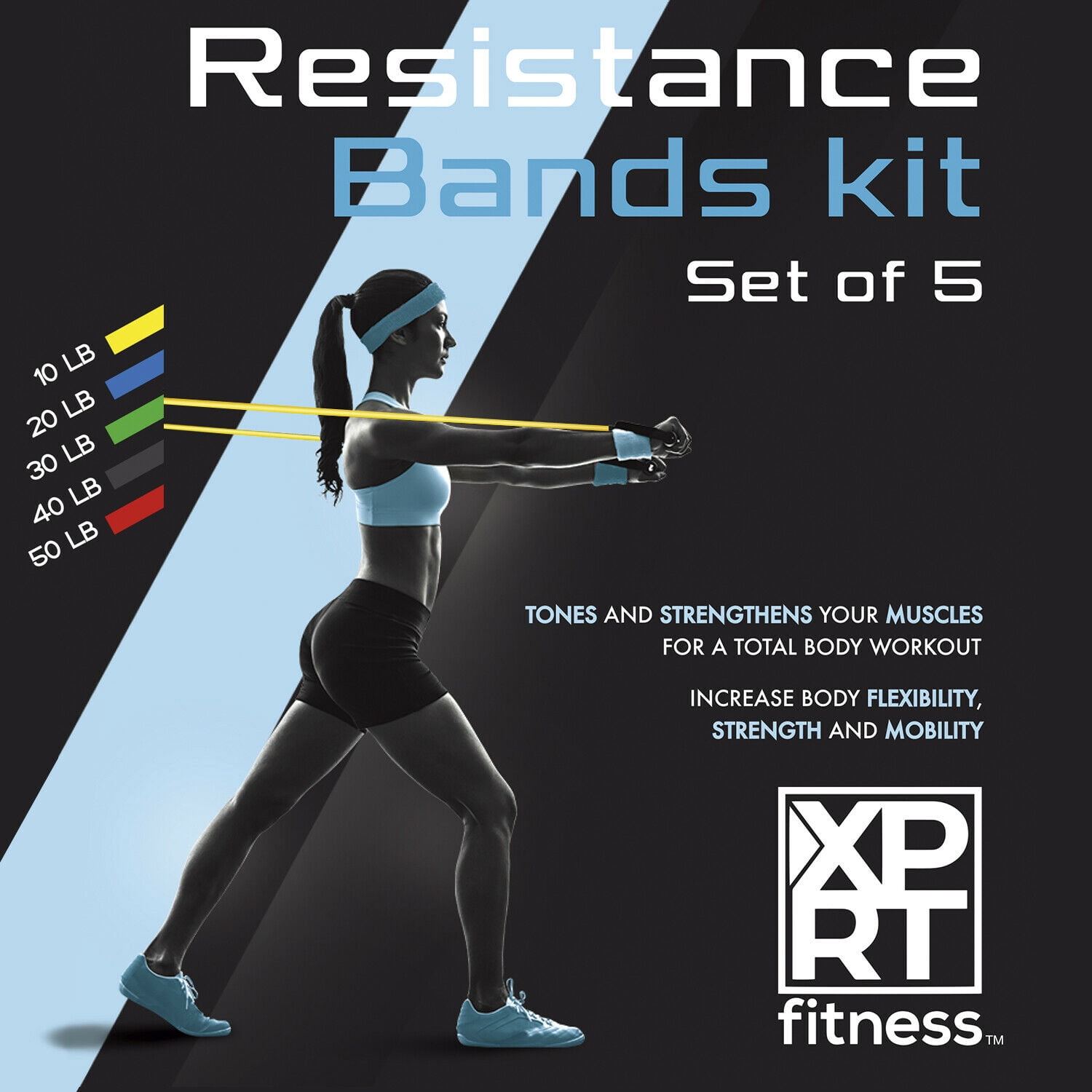 XPRT Fitness 11 PCS Resistance Tube Workout Bands Set -Fitness Strength Training