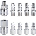 thumbnail image 1 of Compressor Fitting 1/4" BSP Quick Coupling Compressed Air Hose Fittings Compressor Pneumatic Nozzle Male Female 10 Pieces, 1 of 5