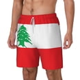 thumbnail image 5 of Men's 2 in 1 Swim Trunks with Compression Liner Lebanese Flag Quick Dry Beach Shorts, 5 of 6