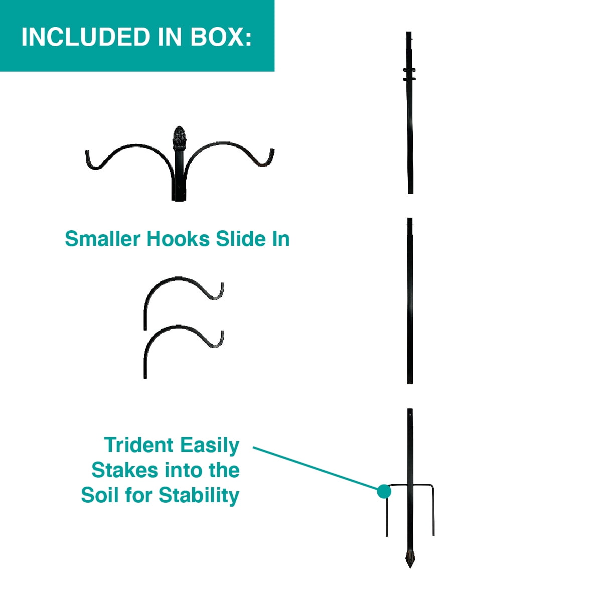 Panacea 84" Steel Black 4-Way Shepherd's Hook for Bird Feeder & Hanging Baskets