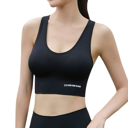

crtigd Womens Fitness Tops Womens Light Support Seamless Sports Bra Wireless Yoga Bra Top