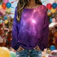 thumbnail image 4 of DHFJKG Long Sleeve Shirts For Women Ribbed Knit Pullover Galaxy Printed Casual Comfortable Crewneck Loose Fit Tunic Carnival Soft Home Clothes, 4 of 5