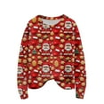 thumbnail image 2 of Women's Christmas Print Cardigan Long Sleeve Round Neck Knit Sweater for Fall and Winter, Cozy and Festive Holiday Top, Ideal as Christmas Sweaters for Women and Christmas Gifts,Red,Size S, 2 of 7
