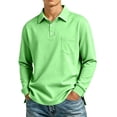 thumbnail image 3 of GrmtClth Polo Shirts for Men Long Sleeve Collared Button Placket With Chest Pocket Lightweight Leisure Outdoor Pullover Tops Light Green XL, 3 of 7
