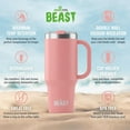 thumbnail image 2 of Beast 50 oz Tumbler Stainless Steel Vacuum Insulated Coffee Ice Cup Double Wall Travel Flask (Blossom Pink), 2 of 5