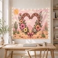 thumbnail image 5 of Desert Horseshoe Heart with Flowers and Cacti, Romantic Illustration for Nature Lovers, Western Wall Art Decor, Housewarming Gift Tapestry Wall Hanging for Living Room and Bedroom, 5 of 7