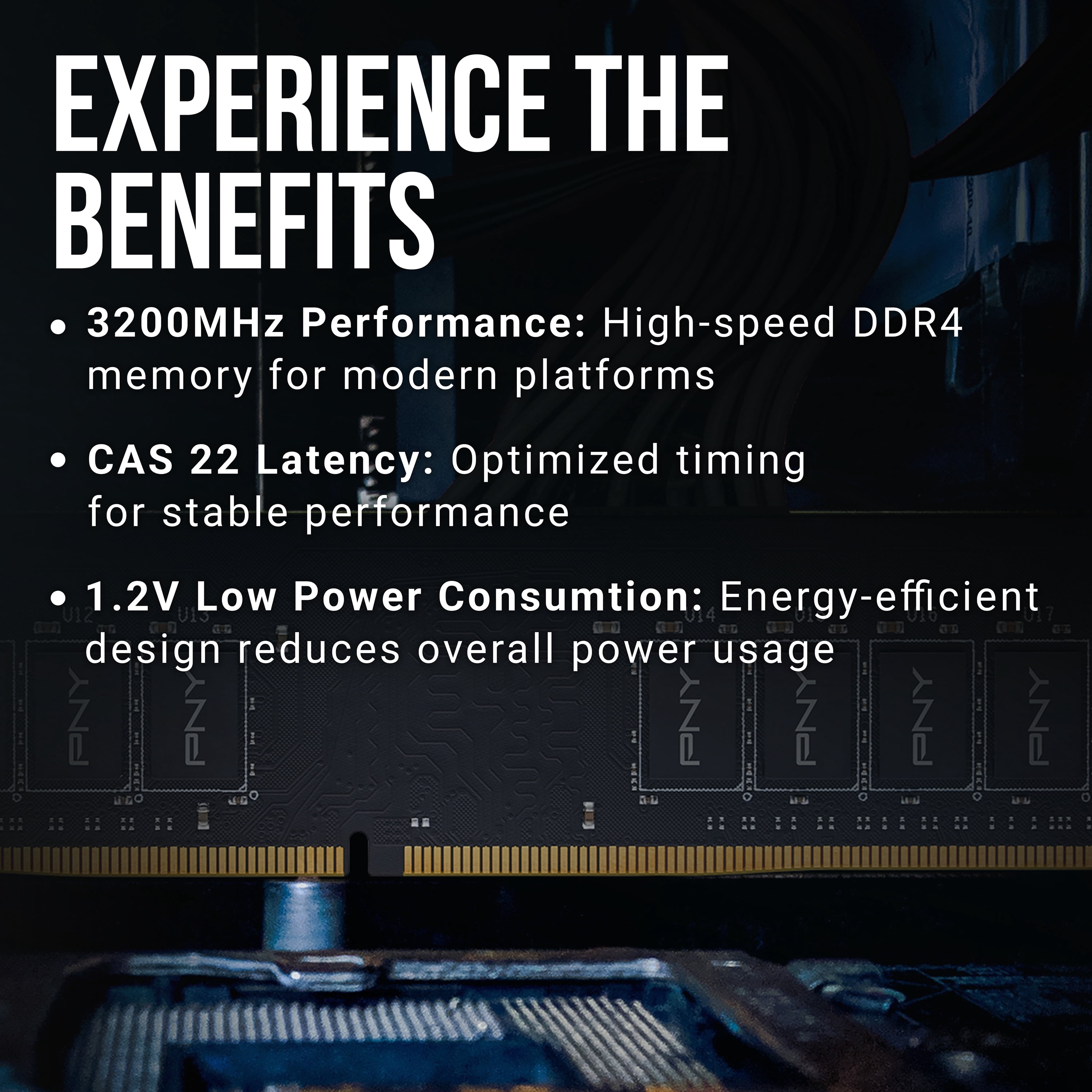 PNY Performance 16GB DDR4 3200MHz (PC4-25600) CL22 1.2V Desktop Memory