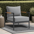 thumbnail image 6 of Crown Aluminum and Teak Wood Outdoor Chair in Black and Dark Gray, 6 of 12