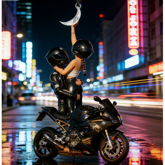 2D Flat Acrylic Motorcycle Couple Ornament, Christmas Tree Decoration for Biker Couples, Dynamic Rider Themed Gift for Motorcycle Enthusiasts, Holiday Home Decor for Bike Lovers