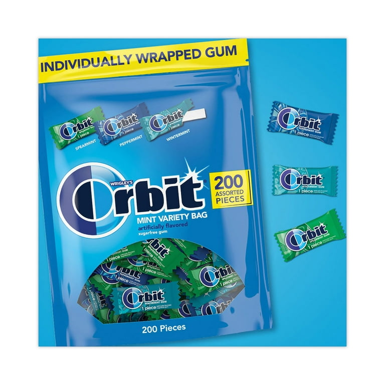 Sugar-Free Chewing Gum, Spearmint/Peppermint/Wintermint, 200 Pieces/Pack Sugar-Free Chewing Gum, Spearmint/Peppermint/Wintermint, 200 Pieces/Pack