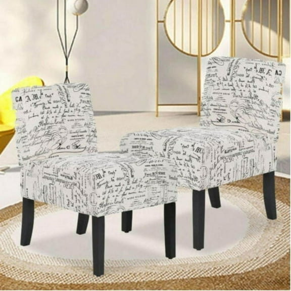 NiamVelo Accent Chairs Set of 2 Fabric Chair for Living Room Modern Design Armless Dining Chairs, Comfy Upholstered Single Sofa Chairs Side Chairs, White