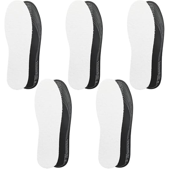 AoVoTo 5 Paires de Semelles en Tissu Éponge en Coton avec Charbon, Semelles Anti-Odeurs avec Charbon Mangeur d'Odeurs, Inserts Pieds Nus Anti-Odeurs et Anti-Odeurs pour Éviter les Mauvaises Odeurs - Taille Unique - Double Couche