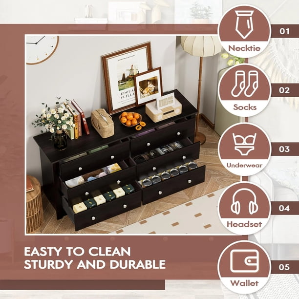 Furmax 6-Drawer Dresser | Durable dress - Walmart Business Supplies