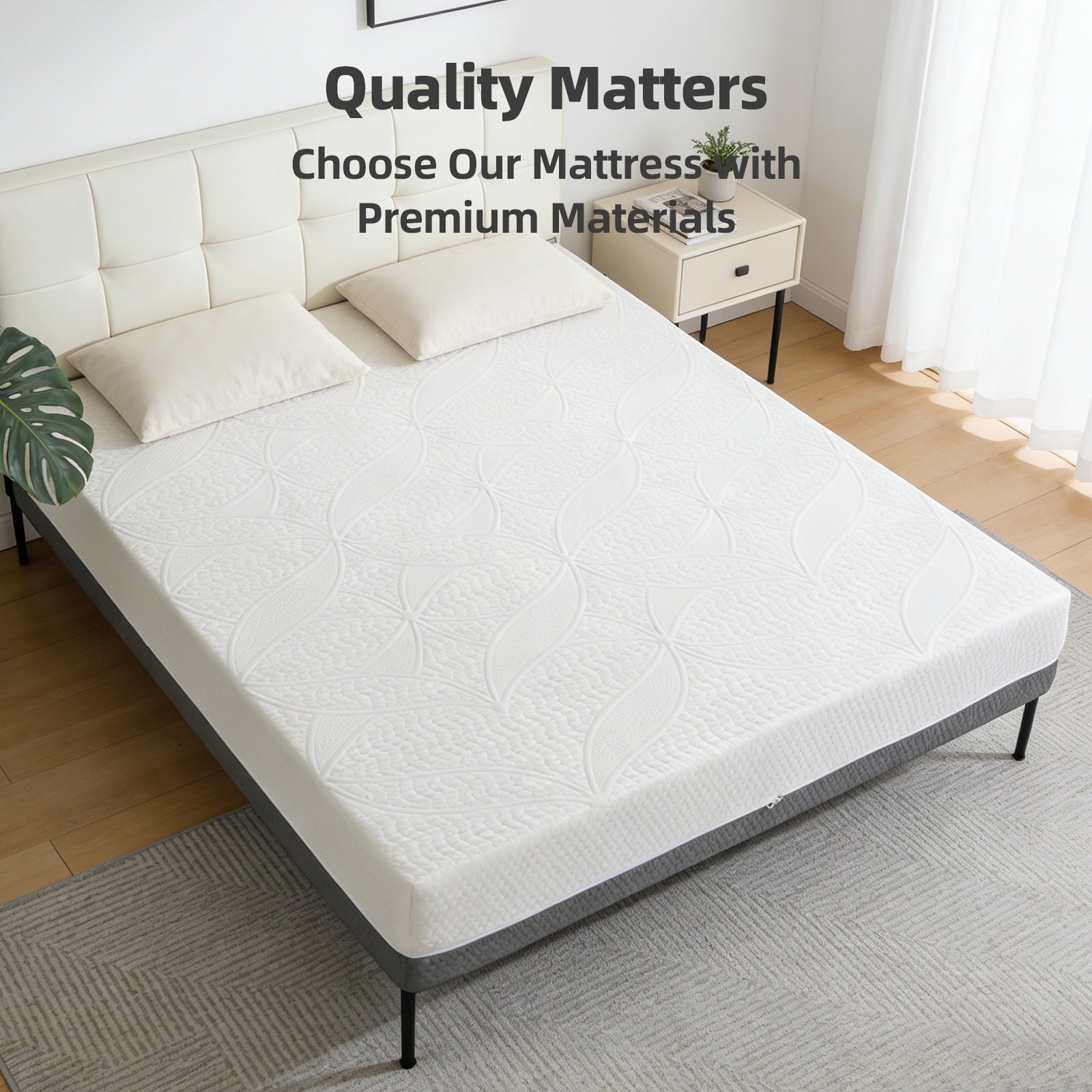 10 Inch King Size Mattress, Gel Memory Foam Cooling Mattress, Made in Japan, 7-Zone Ergonomic Support for Back Pain Relief, Adjustable Bed Friendly, Bed in a Box, White