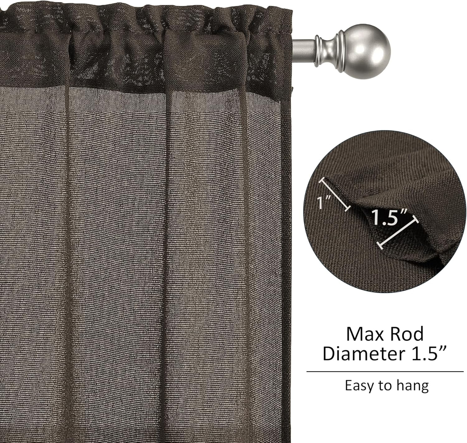MKEUDQ-30 Inch Length Half Curtain Panels for Cafe Small Window,Provide Privacy Light Filtering Semi Sheer Linen Curtain Drapes for Bathroom,W26 x L30,2 Panels,Cream Ivory