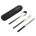 thumbnail image 3 of Moyic Juegos de vajilla Cubiertos de acero inoxidable 304 Utensilios de cocina Diseño simple Accesorios de viaje Reuniones familiares Negro Type2 NO2, 3 of 6