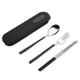 thumbnail image 5 of sweethay Juegos de vajilla Cubiertos de acero inoxidable 304 Los estudiantes reutilizables usan accesorios de viaje de diseño simple para Negro 3 piezas 2Conjunto, 5 of 6