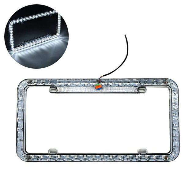License Plate Frame with LED Strobe Lights - Waterproof, Emergency Safety Light for Vehicles, Cars, Trucks