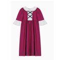 thumbnail image 4 of iiniim Kids Girls Medieval Princess Dress-up Lace Collar A Line Maxi Gown Dress Burgundy 12, 4 of 4
