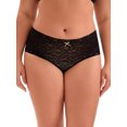 thumbnail image 1 of Bragas de mujer de talla grande INSPIRE CHIC con encaje, cintura alta, sólidas, elásticas y de canalé, color negro, talla M, 1 of 1