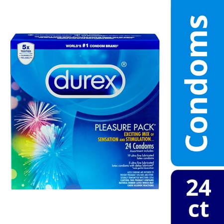 Durex Ultra-Fine Lubricated Latex Condoms Pleasure Pack - 24