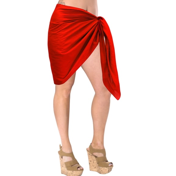 HAPPY BAY Women's Beach Wrap Bikini Swimwear Swim Cover up Bathing suit Summer Wraps Swimsuit Beachwear Sarong Coverups Skirts for Women One Size Red_D544