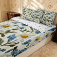 thumbnail image 2 of Erosebridal Botanical Daisy Zipper Full Size Comforter Sets with Fitted Sheet and 2 Pillowcases, Cartoon Blossom Zipper Bedding Set, Stars Reversible, White Blue, Stars Reversible, 2 of 7