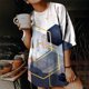 thumbnail image 5 of Blusa informal de manga corta con estampado geométrico de manga corta para mujer Fridja  gope2748, 5 of 6