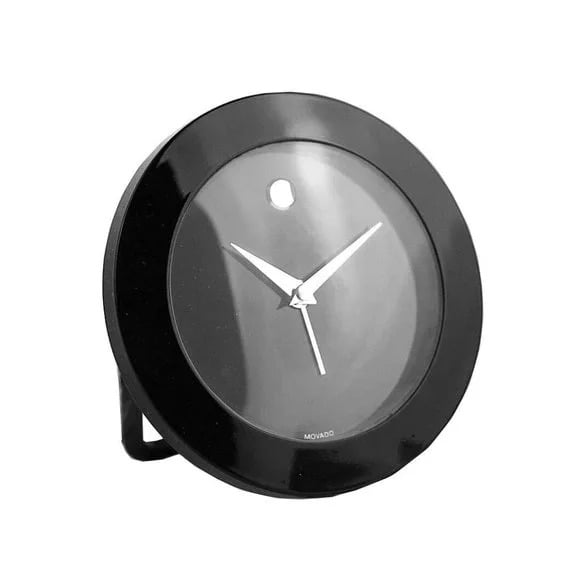 MOVADO BLACK ROUND TRAVEL ALARM CLOCK WITH CASE BRAND NEW ORIGINAL BOX GREAT GIFT 100% AUTHENTIC