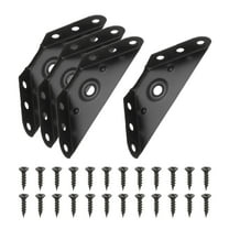 Gusset Joints, 4Pcs 68mm x 68mm Carbon Steel Corner Braces Bracket for Wood Shelf Bed Desk, Black