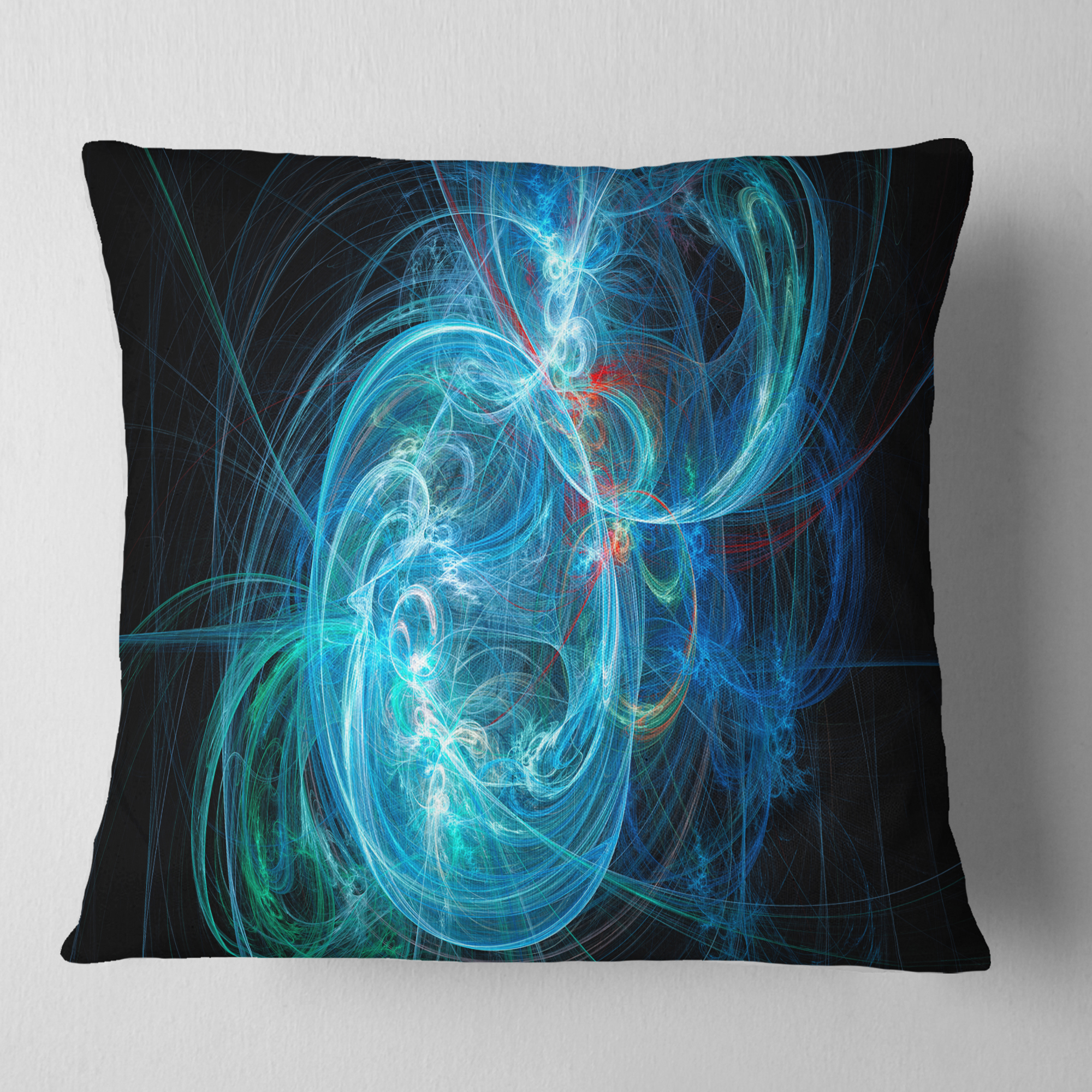 Designart Blue Ball of Yarn - Abstract Throw Pillow - 16x16